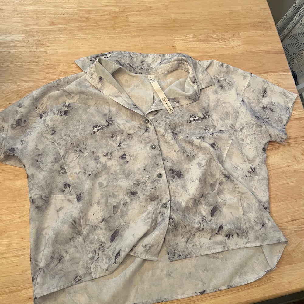 Lululemon Collared Button Down Marble Grey Shirt - image 1